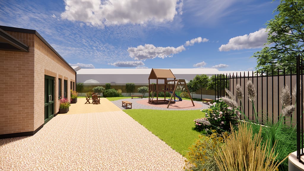 Children's play area at proposed Aldwych Close residential scheme for SEND and autism
