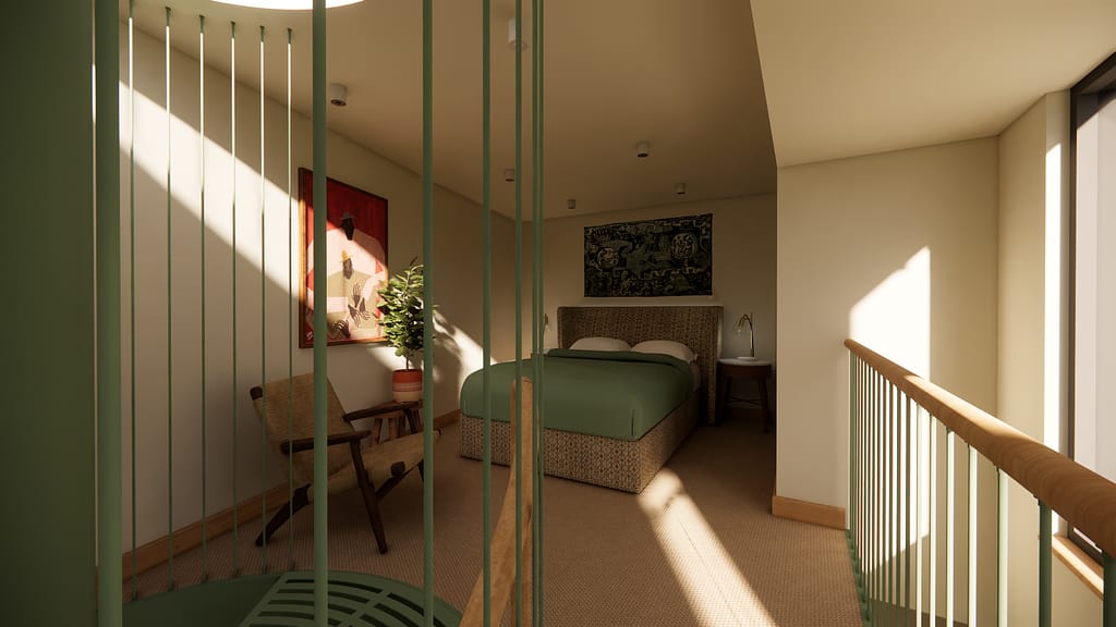 Interior visualisation of Inverness Street new-build home by GA Architects, Camden