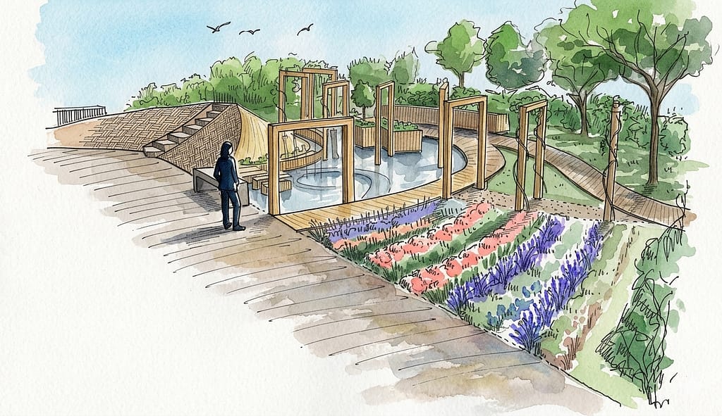 Design sketch proposals for New Barn School autism-friendly interior layout