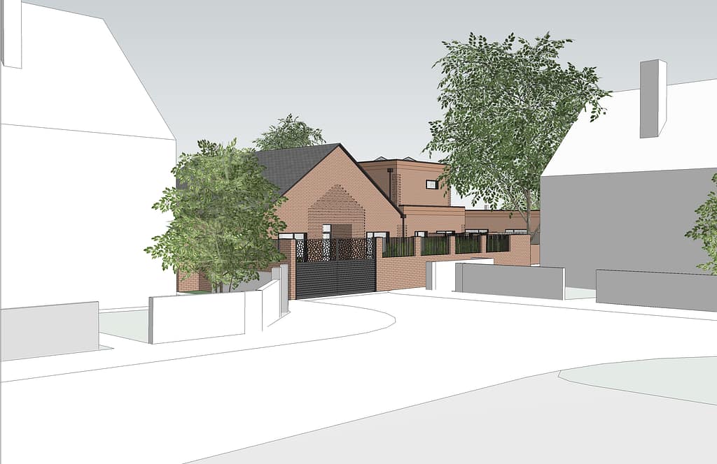 Rear elevation of semi-independent autism-friendly housing at Mawney Close, Romford