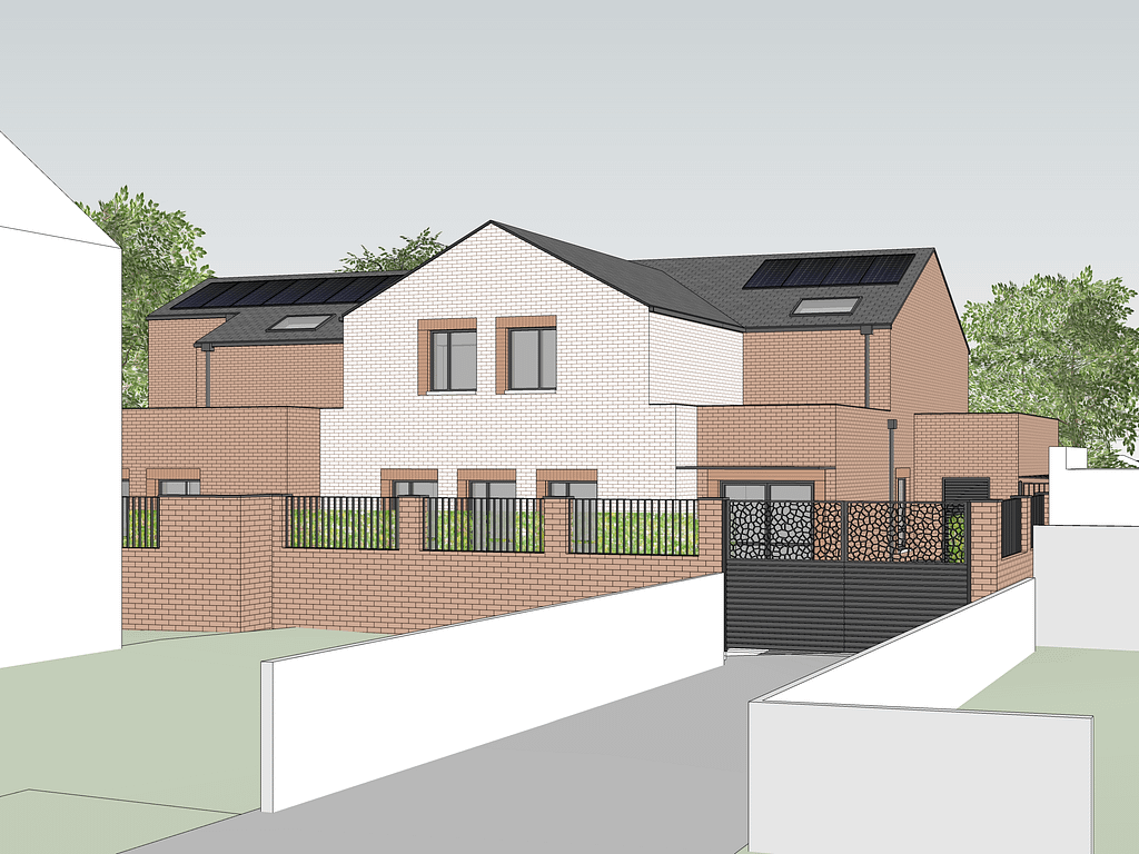 Site plan aerial view of Mowbrays Close supported housing scheme, London Borough of Havering