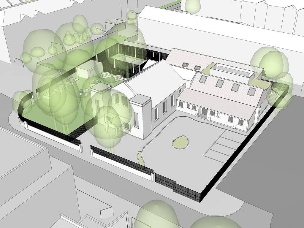 Proposed site plan option 1 for East London Independent School Phase 2 CLT extension