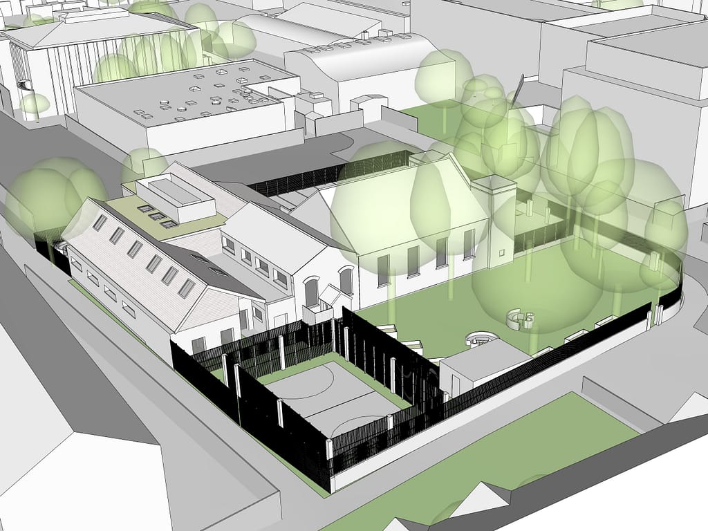 Proposed site plan option 3 for East London Independent School Phase 2 CLT extension