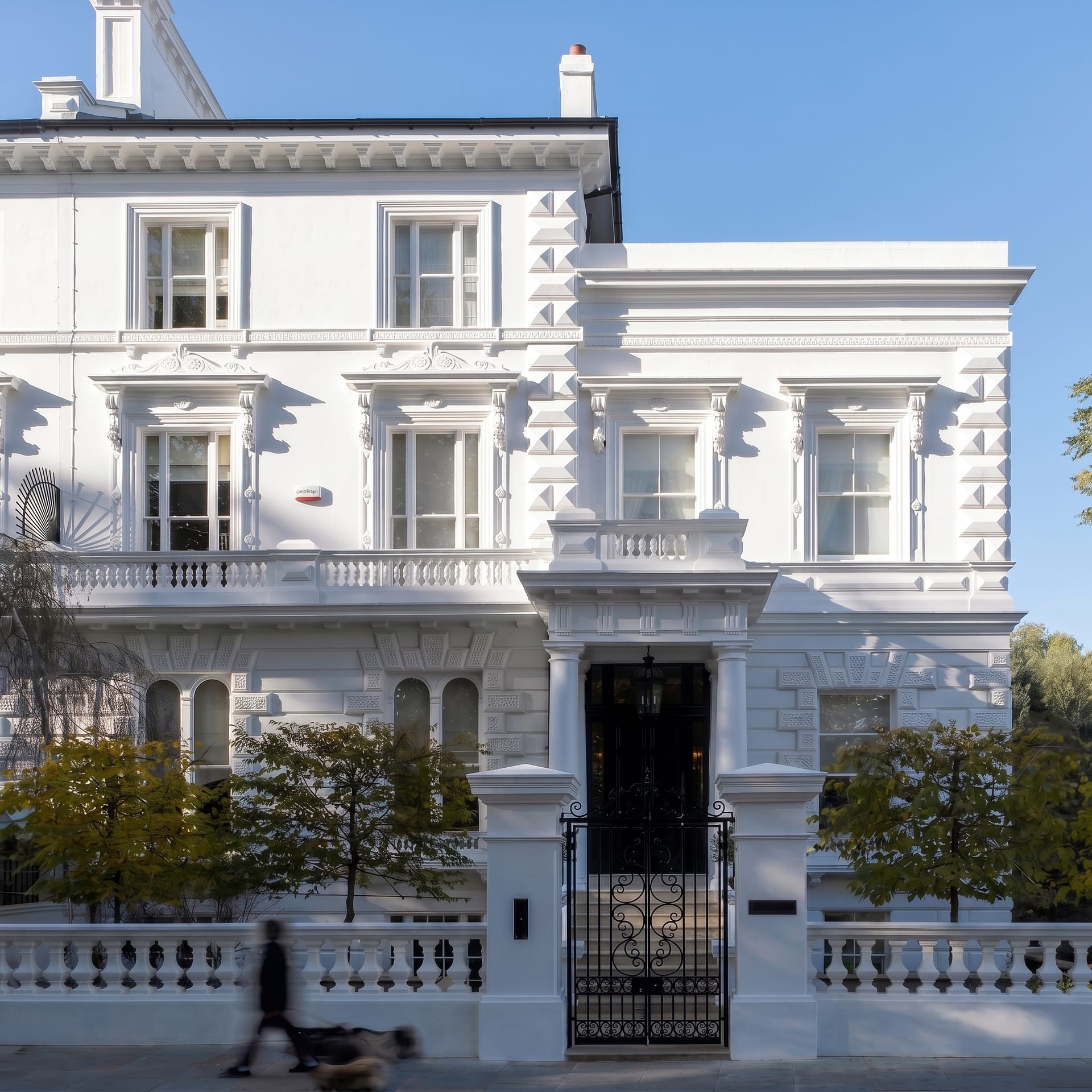 Exterior of The Boltons, a Grade II listed Chelsea townhouse refurbished by GA Architects