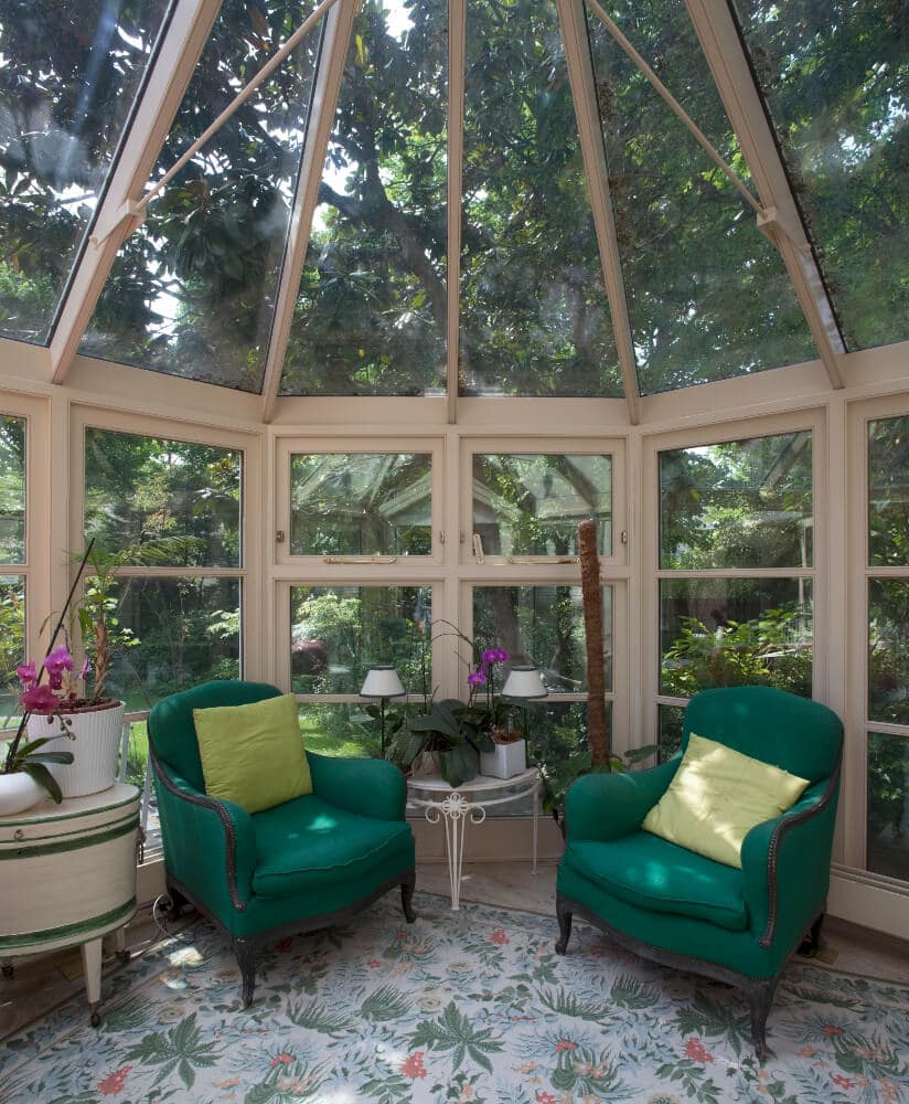 Lush rear garden of refurbished Grade II listed property at Park Village East, Regent's Park London
