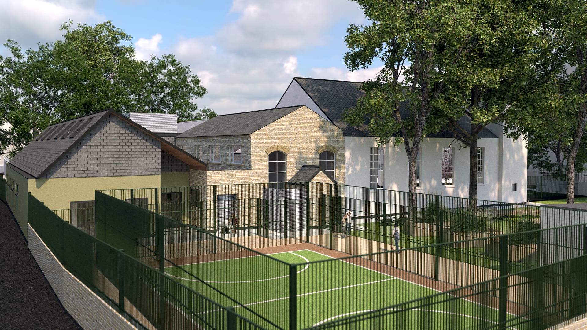 Proposed site plan render for East London Independent School Phase 2 CLT extension, Stratford