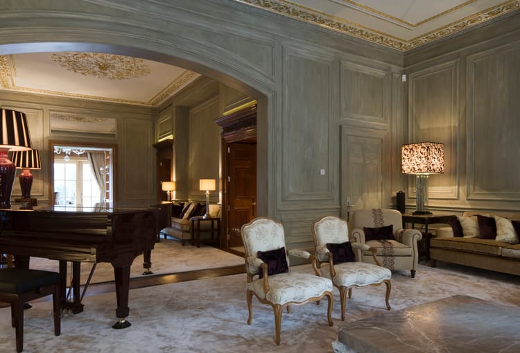 Lower ground floor reception room in The Boltons Chelsea Grade II listed house refurbishment